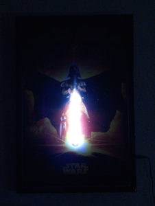 Panneau lumineux Dark Vador, allumé Le panneau allumé