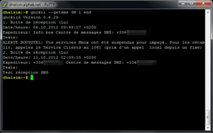 Dépilage des messages stockés dans la carte SIM.